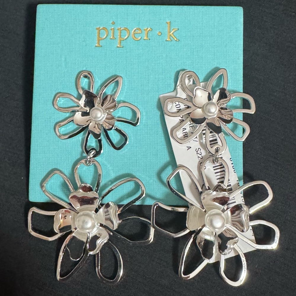 Piper K Double  Flower Earrings